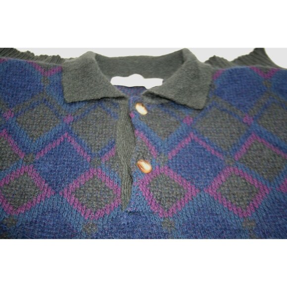 VTG Luciano Barbera Mens Mohair Wool Grandpa Sweater Size 50 (L) Italy Argyle - Picture 4 of 8